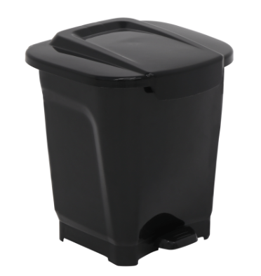 Basurero Negro Plástico con Tapa Pedal 15 Litros