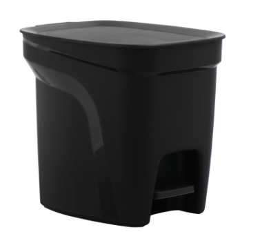 Basurero Negro Plástico Tapa Pedal 7 Litros