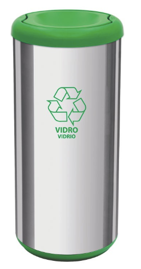 Basurero Acero Inoxidable Verde 40 Litros Reciclaje