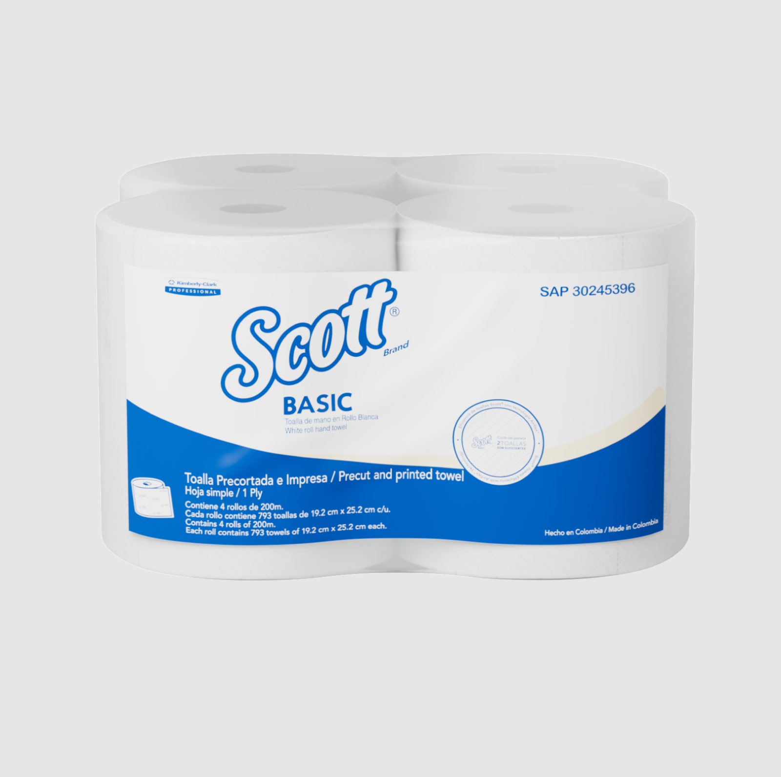 Toalla Scott® Basic en Rollo Precortado de 4 x 200m – Alta Eficiencia y