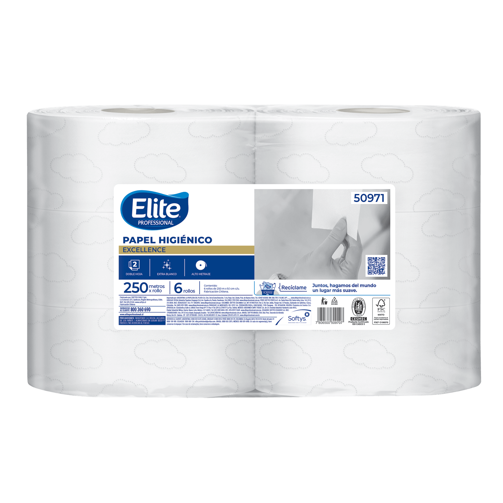 Excellence 50971 – Papel Higiénico Doble Hoja Extra Blanco