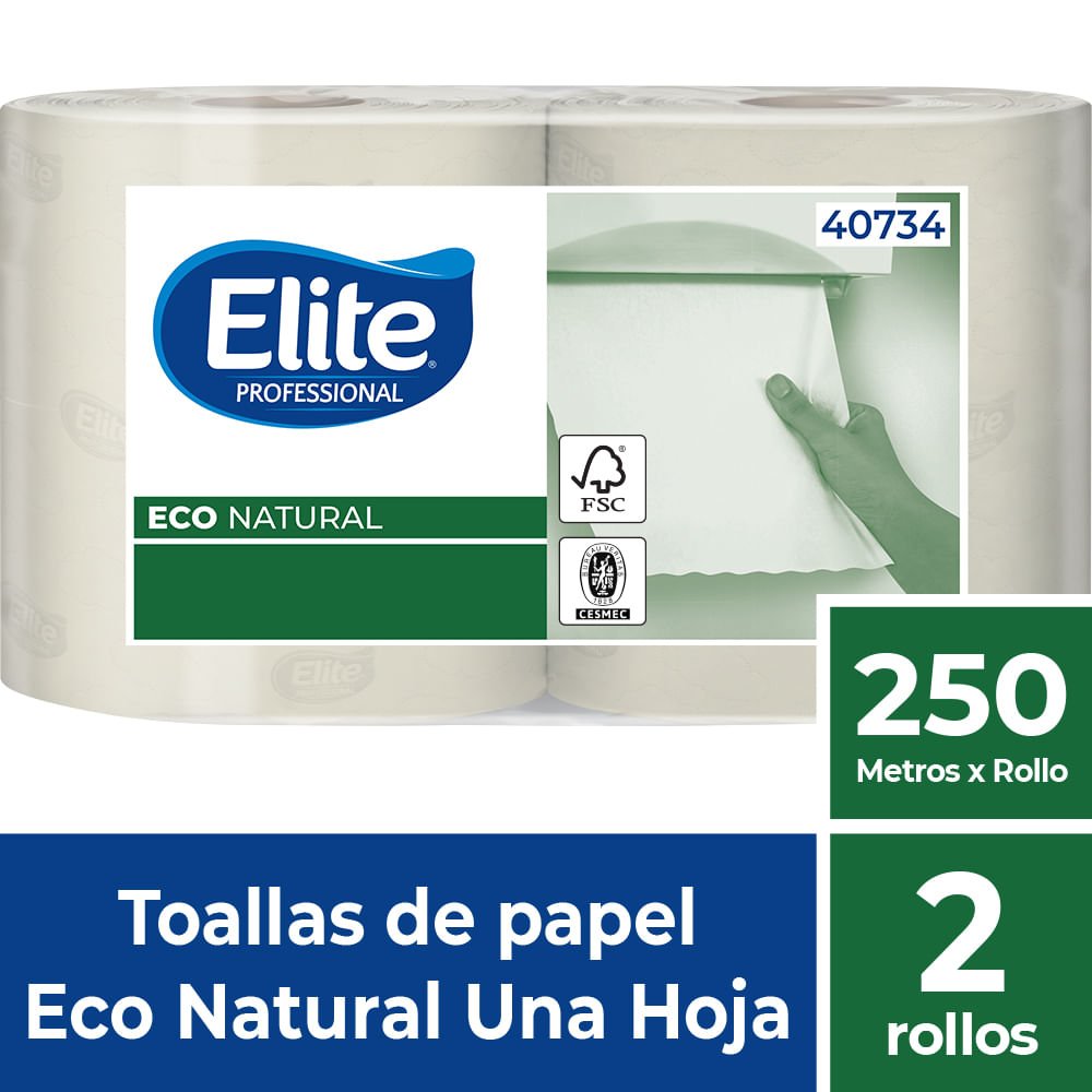 Toalla Rollo Ecológica Una Hoja 1 Pq x 2 UN x 250 MTS