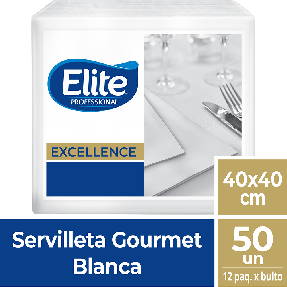 Servilleta Gourmet Blanco Una Hoja 12 Pq x 50 UN