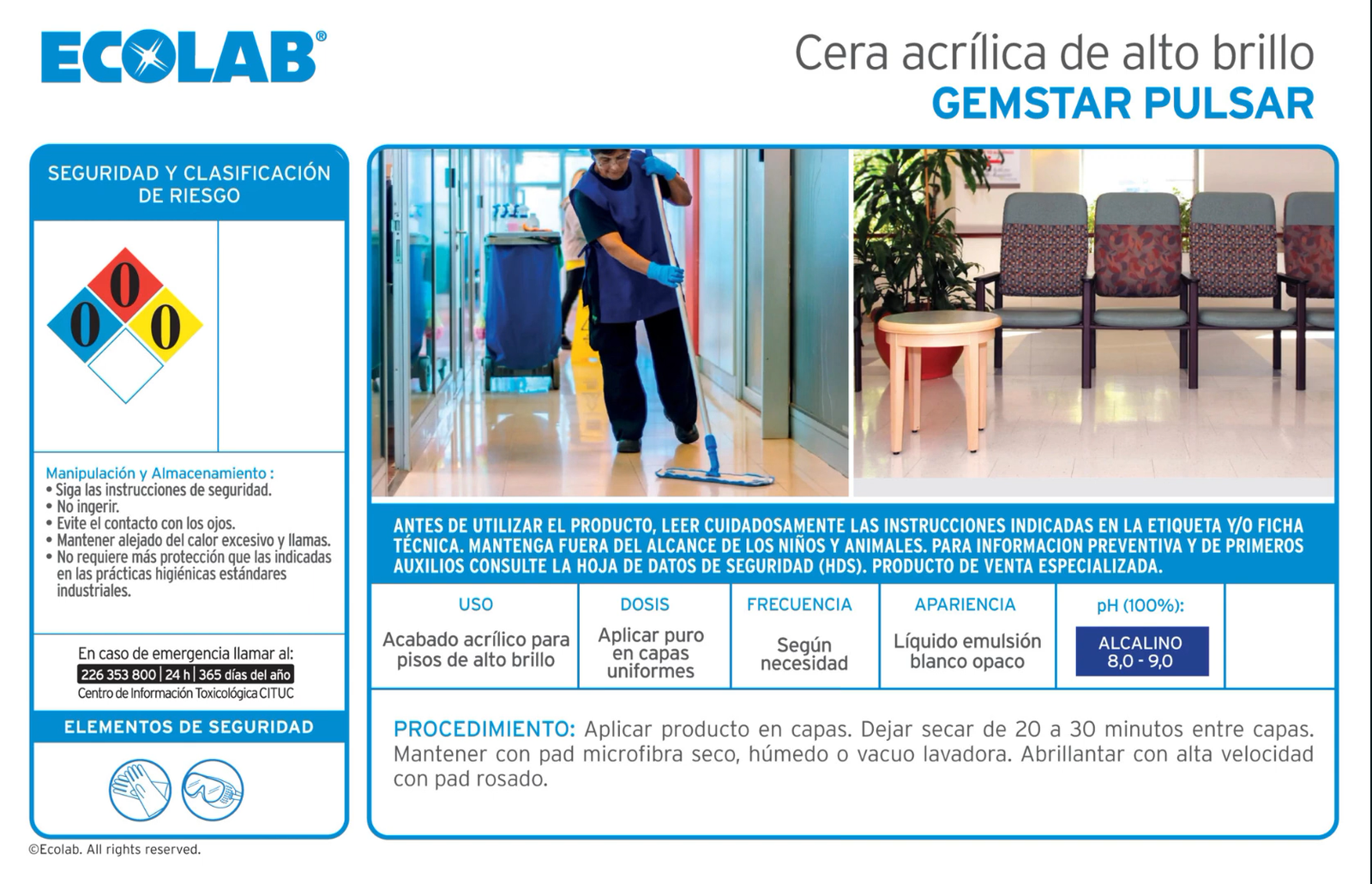Gemstar Pulsar: Cera Acrílica Acabado de Alto Brillo para Pisos