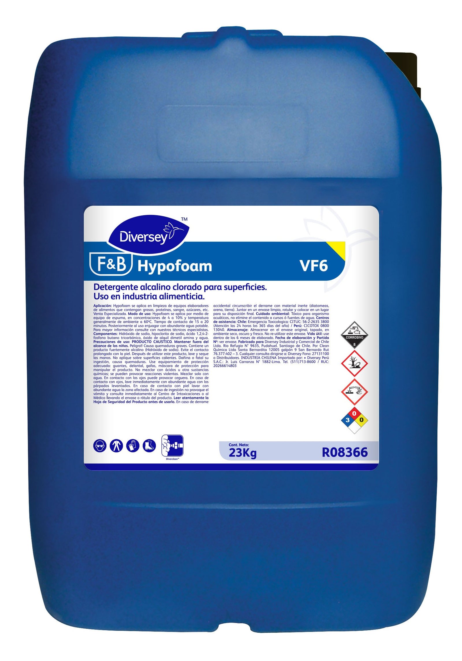 Hypofoam Detergente Alcalino Clorado por Espuma (23 Kg)