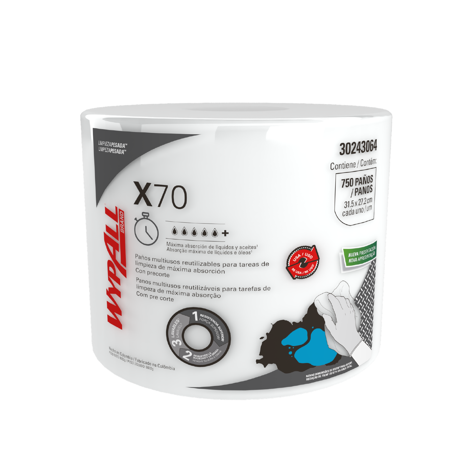 Paños x70 Jumbo - (bobina de 750 Paños)