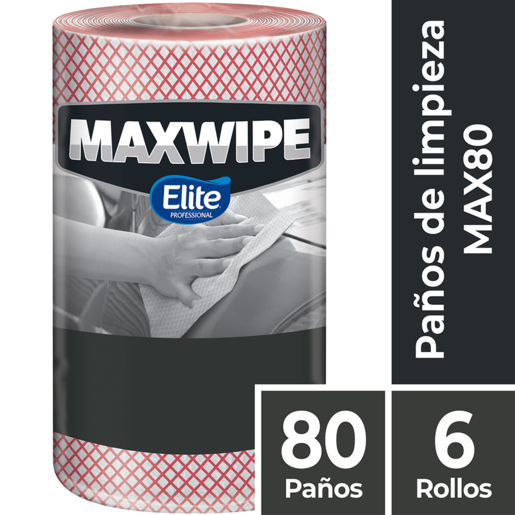 Paños Industriales Maxwipe 80 Color Rojo (cód. 40970). 6 Rollos de 80