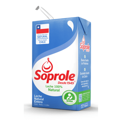 Leche Líquida Soprole Natural Entera 1 L