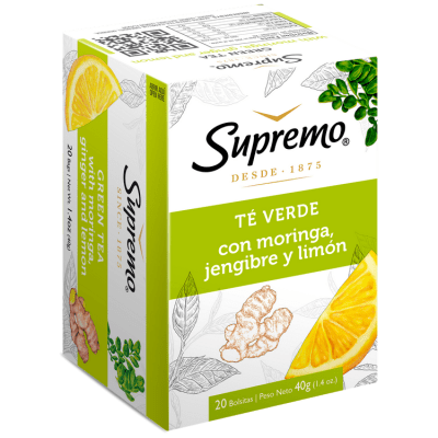 Té Verde Supremo Moringa, Jengibre y Limón 20 Bolsitas