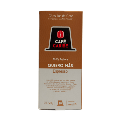 Cápsula Café Caribe Quiero Más Espresso 10 Unidades