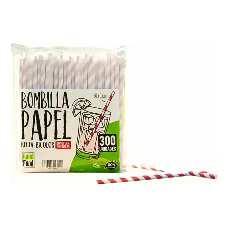 Bombillas Bicolor De Papel Envueltas 20x0,6cm X 300 Unidades