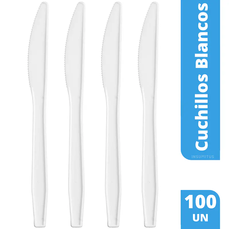 Cuchillos Plasticos Desechables Blancos (100 unidades)
