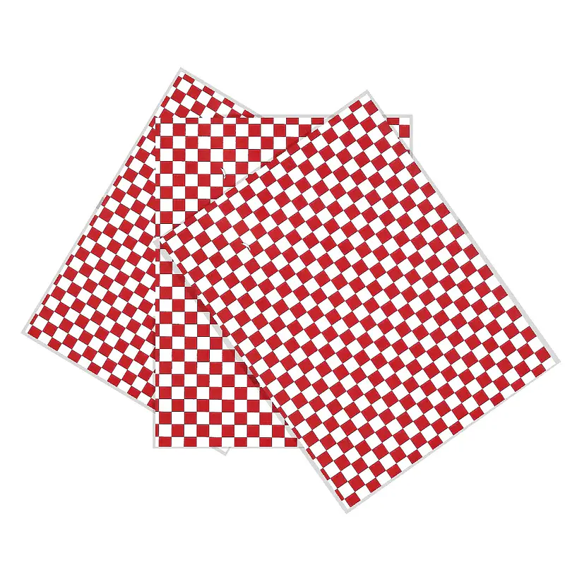 Papel Antigrasa Cuadros Rojos 25x37cm (100 hojas)