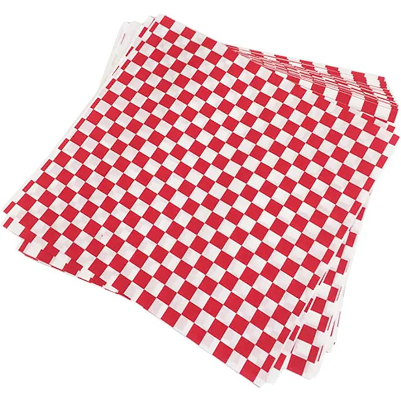 Papel Antigrasa Cuadros Rojos 33x33cm (100hjs)
