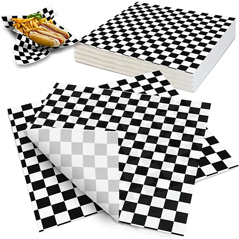Papel Antigrasa Cuadros Negros 33x33cm (100hjs)