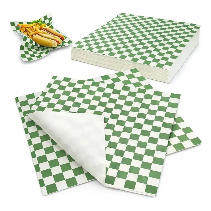 Papel Antigrasa Cuadros Verdes 33x33cm (100hjs)