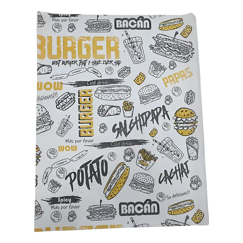 Papel Antigrasa Burger Street Amarillo 30x40cm - 100un