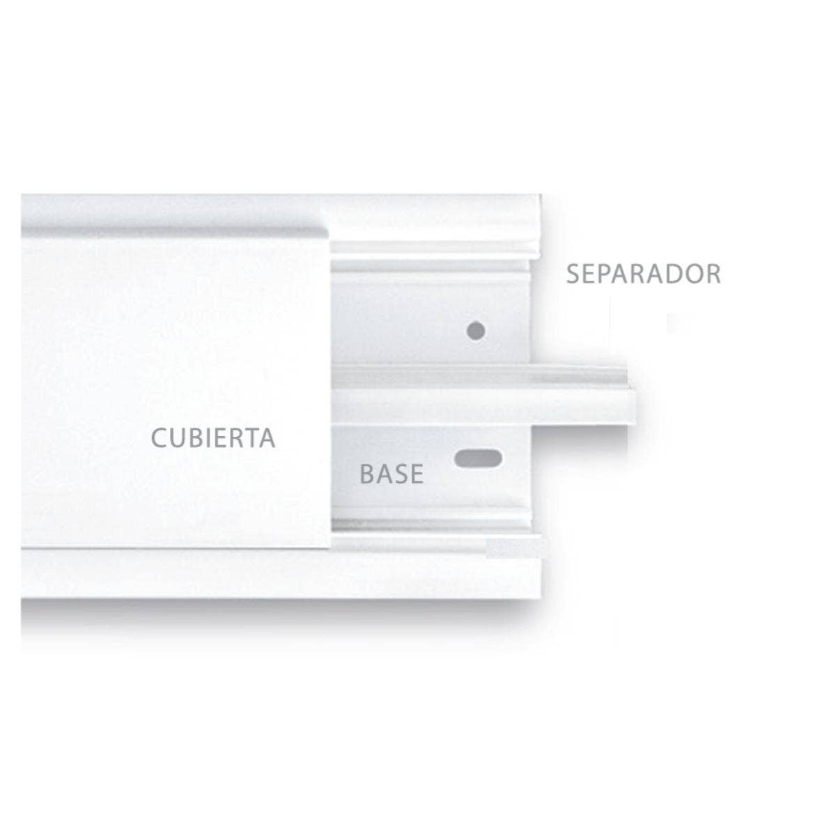 Separador para bandeja canaleta PVC 100x50mm blanco