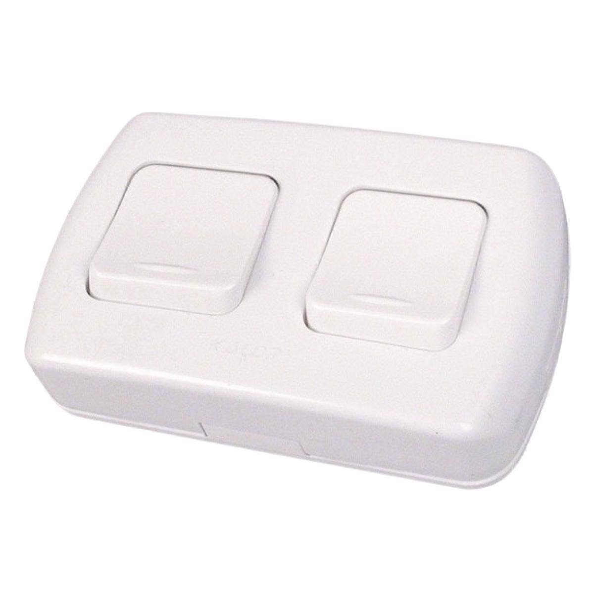 Interruptor doble 9/15 sobrepuesto 10A 250V blanco