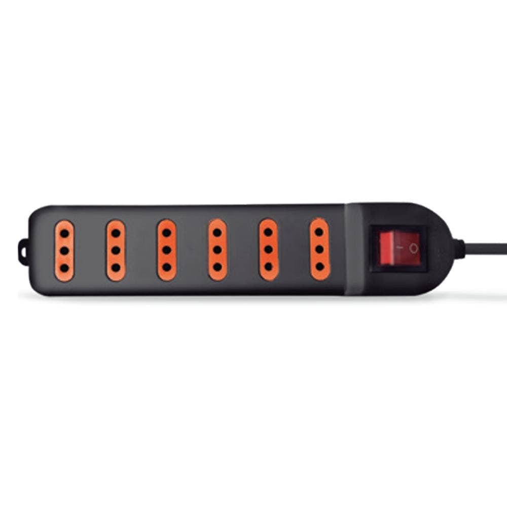 Alargador múltiple 6 tomas con interruptor 5 metros negro