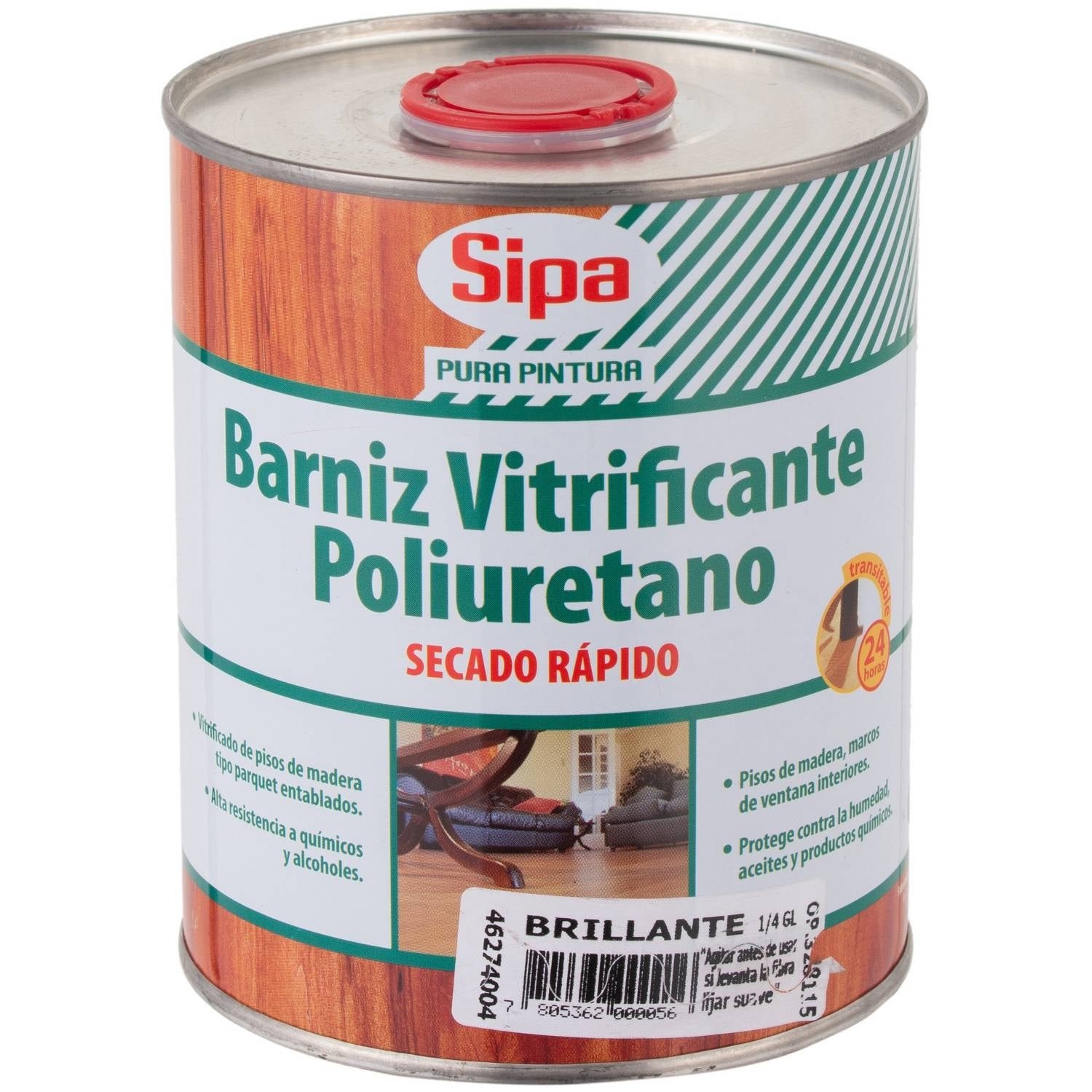 Pintura Barniz Vitrificante Brillante Sipa 1/4 Gl