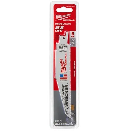 Jgo. Hojas Sierra Sable 12" 5 Piezas Milwaukee (48-00-5711)