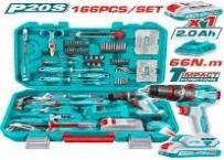 KIT TALADRO INALAMB IMPACTO CON 166PCS HERRAMIENTAS TOTAL