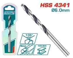 BROCA PARA METAL 4341 HSS 6MM TOTAL