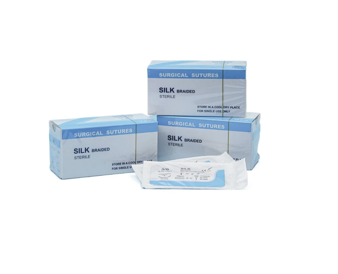 Suturas Quirúrgicas Surgical de seda negra #1/0 al #5/0 caja x 12 unid
