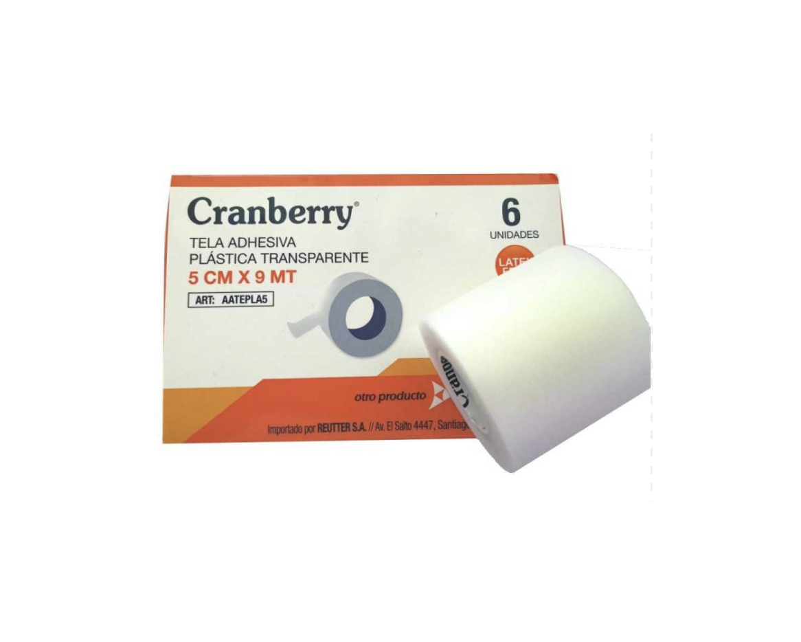 Tela adhesiva macroporosa plástica transparente 5cm ancho x 9 mts caja x 6 unid