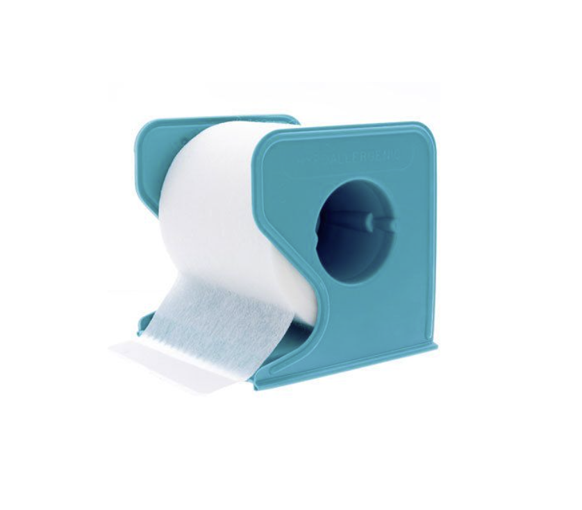 Tela adhesiva microporosa papel blanco 5cm ancho x 9 mts con dispensador caja x 6 unid