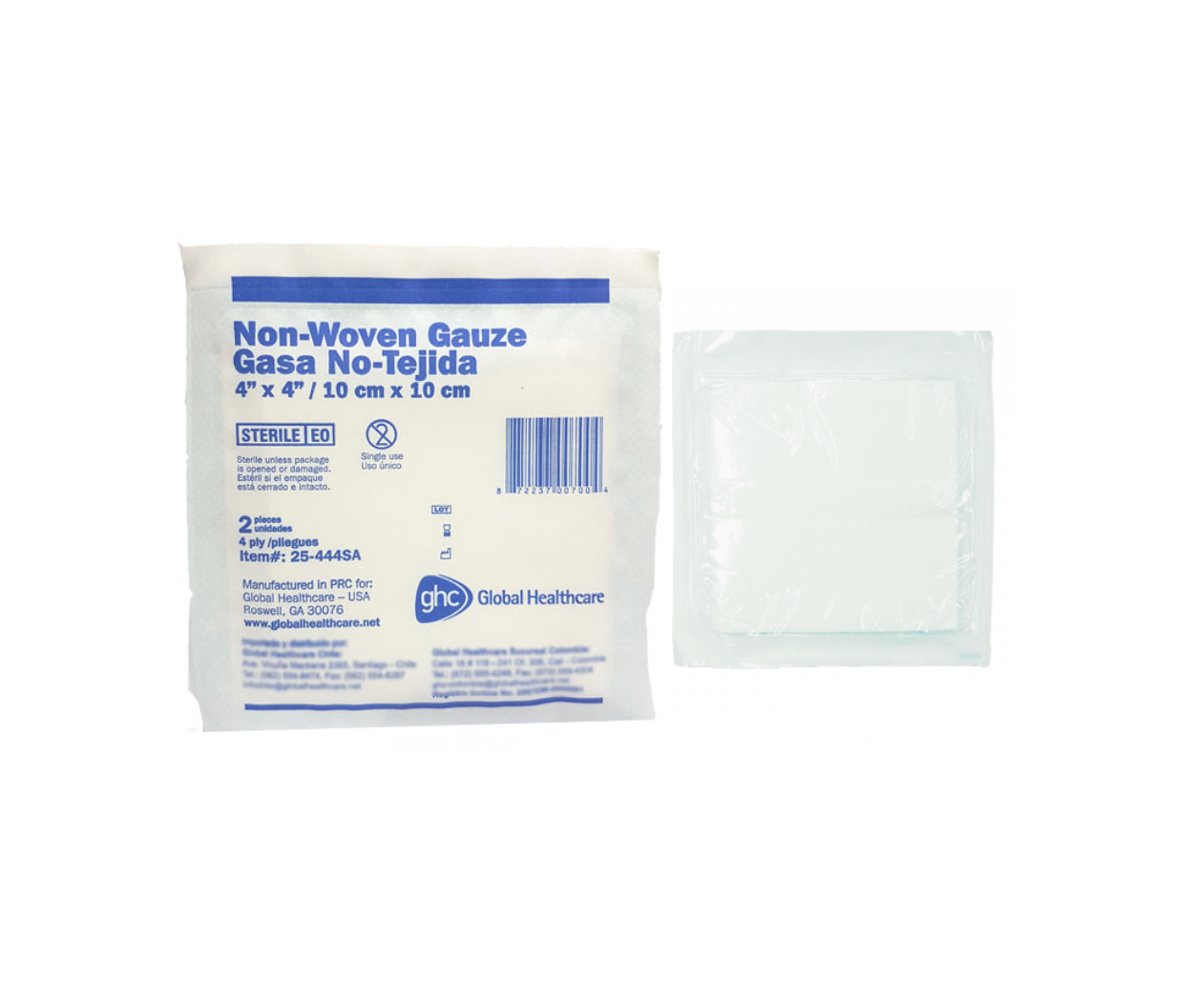 Gasas estériles no tejidas 10 x 10 cm sachet x 2 unid caja x 50 sachets