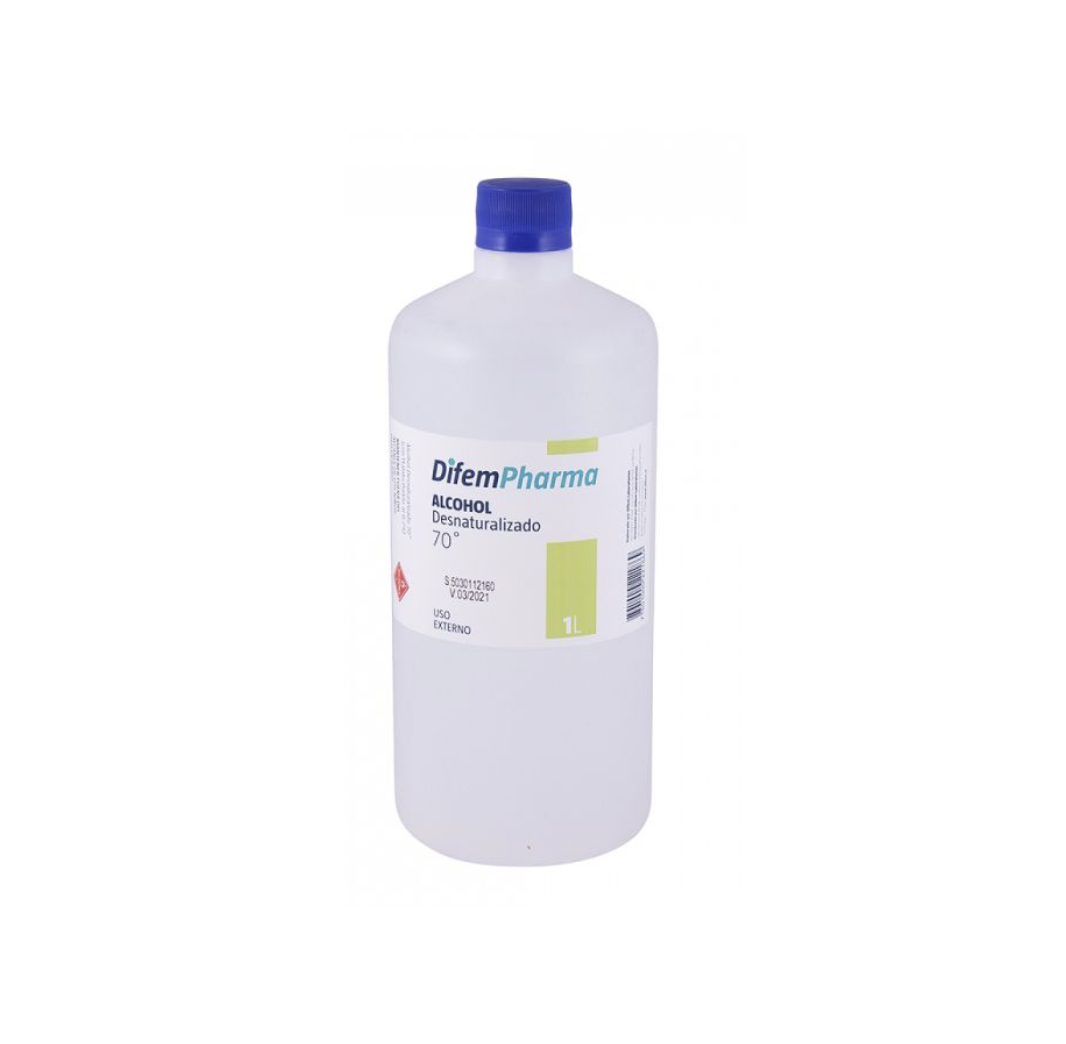 Alcohol desnaturalizado de 70° de 1 lt caja x 12 unid