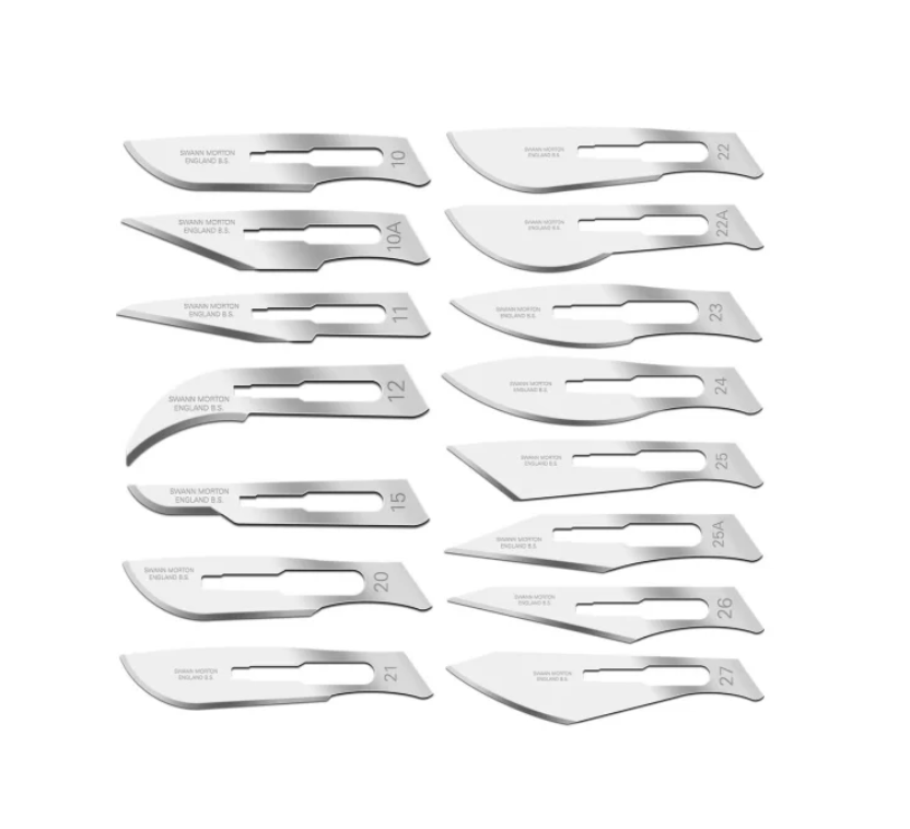 Hojas de Bisturí Surgical Acero inoxidable 100% Acero inoxidable (números a elección) caja x 100 unid