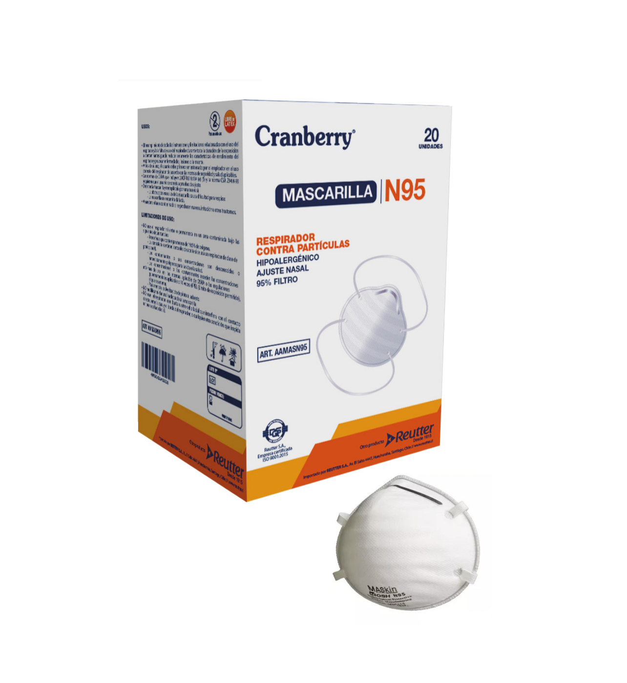 Mascarillas N95 NIOSH USA Maskin caja x 20 unid