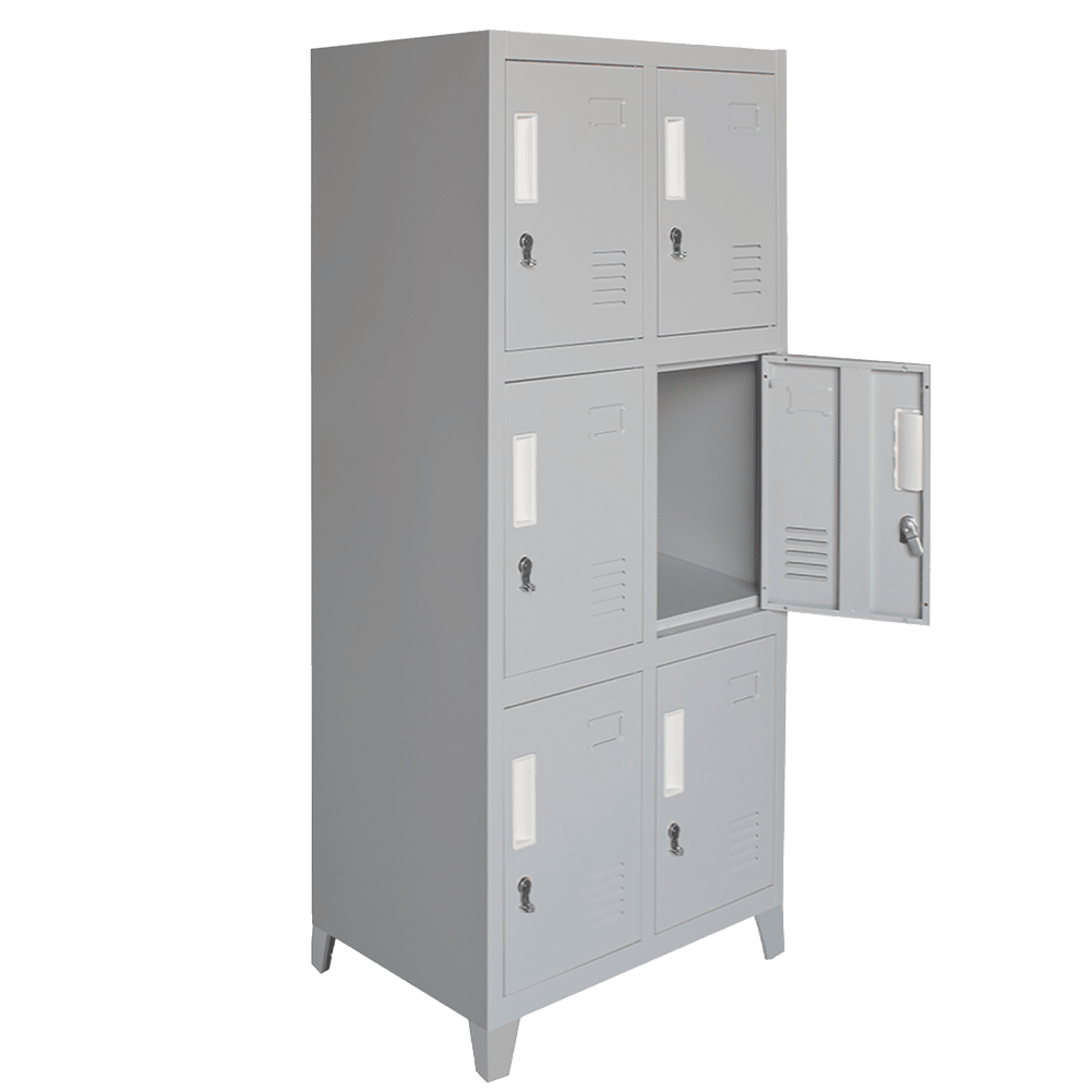 Locker Metálico 2 Cuerpos 6 Puertas con Portacandado