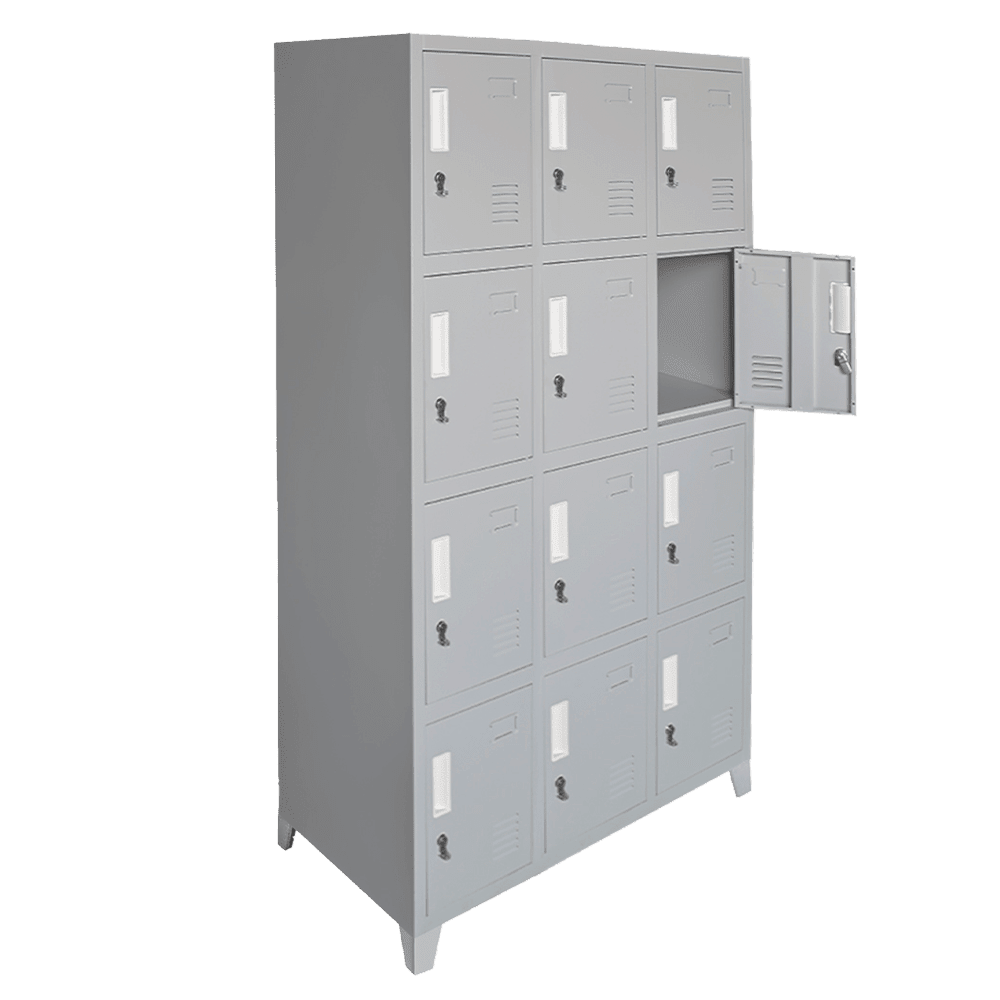 Locker Metálico 3 Cuerpos 12 Puertas con Portacandado