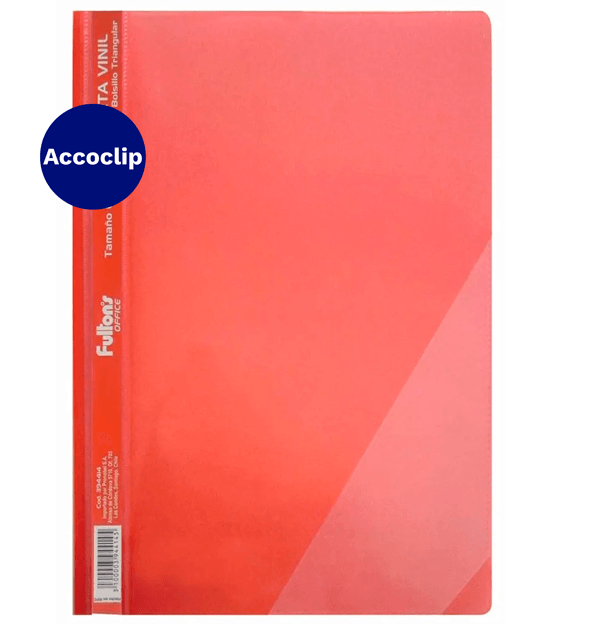 Carpeta Vinil Oficio Roja Con Accoclip Triangular y Bolsillo