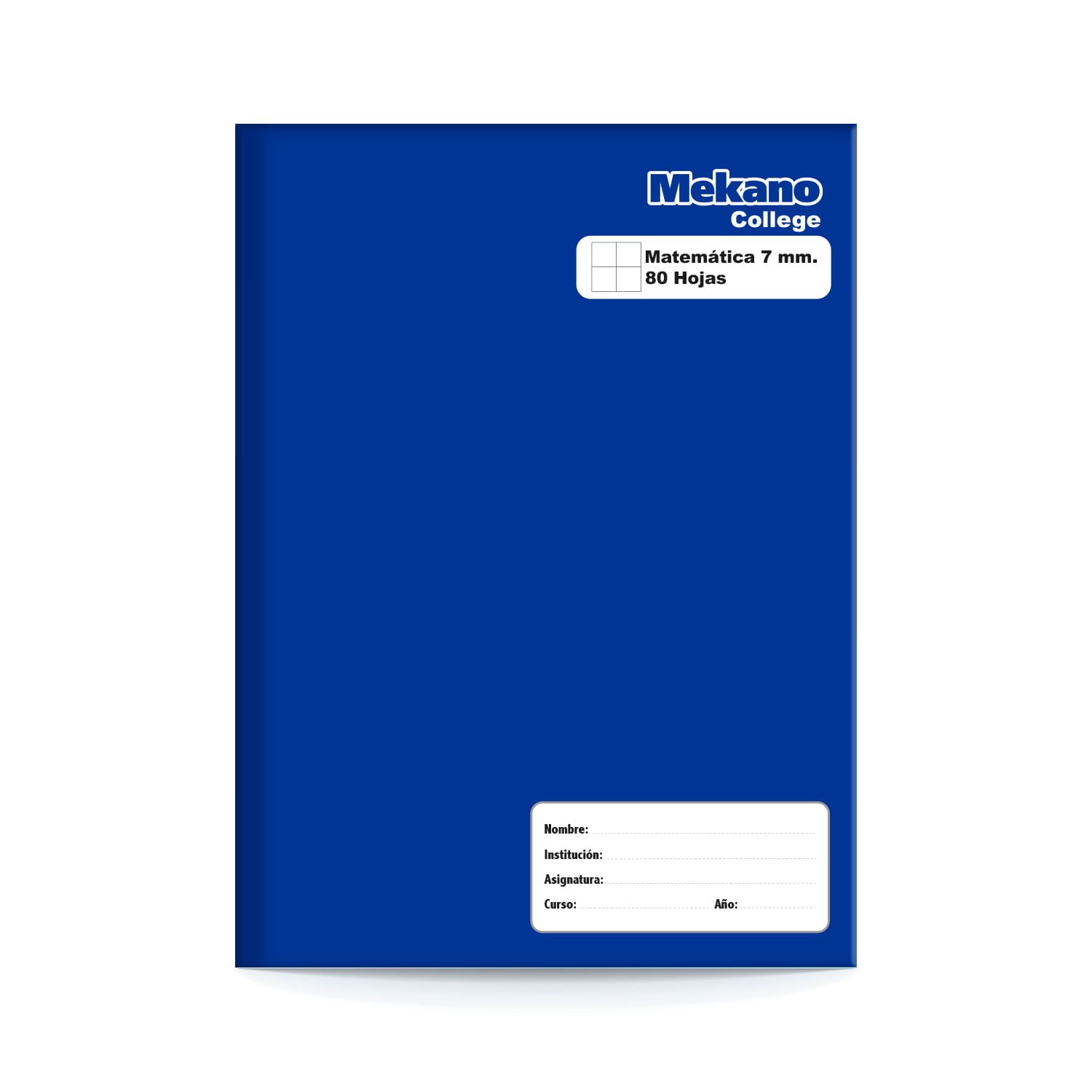 Cuaderno College Tapa Azul Matematicas 7 Mm 80 Hojas